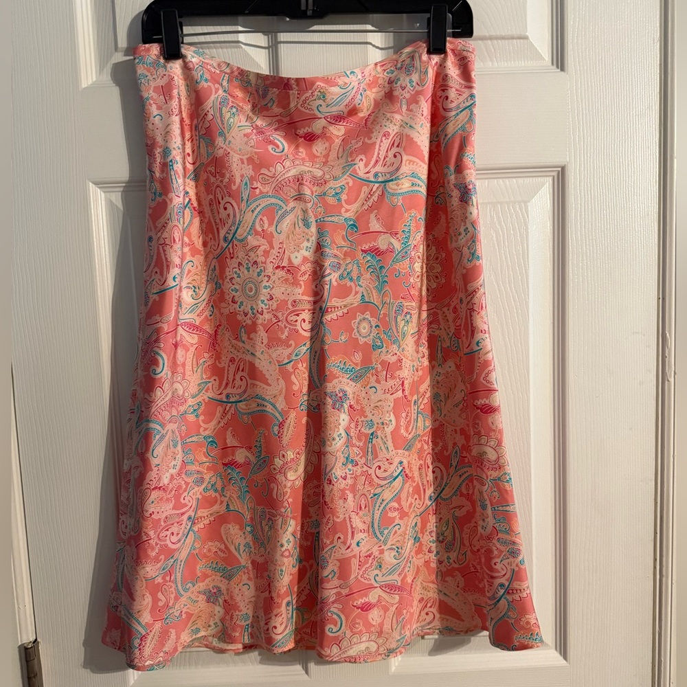 Ann Taylor 100% Silk Paisley Midi Skirt - Size‎ 10